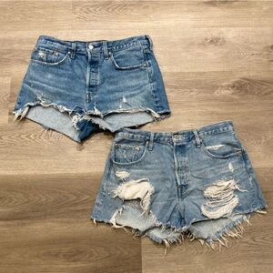 Levi's 501 Original High Rise Distressed Hem Cut Off Shorts Women’s 32